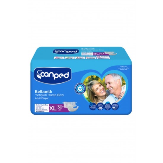 Canped Tekstil Yüzeyli Belbantlı Yetişkin Hasta Bezi XLarge 30`lu
