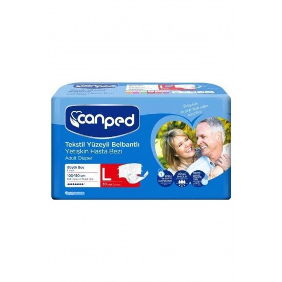 Canped Tekstil Yüzeyli Belbantlı Yetişkin Hasta Bezi Large 30`lu