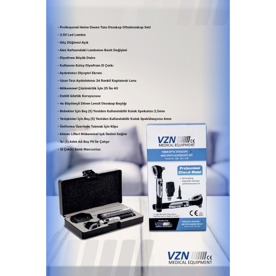 Vzn Fiber Optik Otoskop Oftalmaskop Set VZN-CES-E10